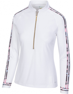 Greg Norman Ladies Solar XP Monarch Long Sleeve ½-Zip Golf Shirts - MUMBAI (White)