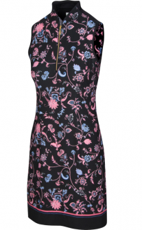 Greg Norman Ladies ML75 Splendid Sleeveless Print Golf Dress - MUMBAI (Black)