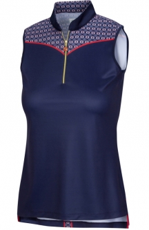 Greg Norman Ladies ML75 Marina Sleeveless Zip Golf Shirts - BRIDGEPORT (Navy)