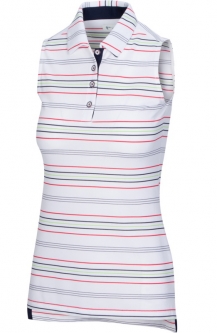 Greg Norman Ladies Ferry Sleeveless Golf Polo Shirts - BRIDGEPORT (White)