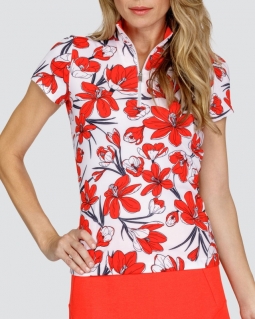 Tail Ladies Hester Short Sleeve Print Golf Shirts - PAPRIKA POP (Crocus Fields)