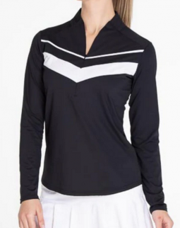 Sport Haley Ladies & Plus Size Victory Long Sleeve Golf Shirts - Black
