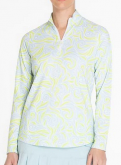 Sport Haley Ladies & Plus Size Tempo Long Sleeve Print Golf Shirts - BOTANICA (Kiwi)