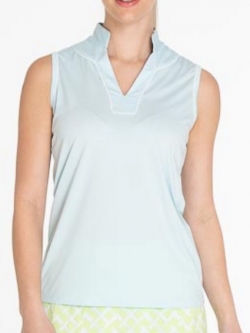 Sport Haley Ladies & Plus Size Marquis Sleeveless Golf Polo Shirts - BOTANICA (Ice Blue)
