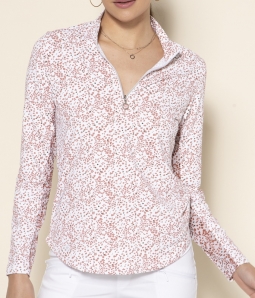 GGblue Ladies & Plus Size Georgia Ice Long Sleeve Golf Shirts - Rose Petal