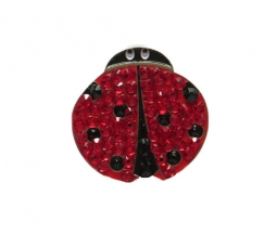 BonJoc Crystal Ladies Ball Marker & Visor Clips – Lady Bug (Red & Black)