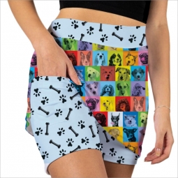 Skort Obsession Ladies & Plus Size Andy Woofhol Pull On Print Golf Skorts - Multicolor