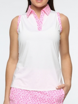 SPECIAL Belyn Key Ladies Action Sleeveless Golf Polo Shirts - PINK PANTHER (Pink Panther Print)