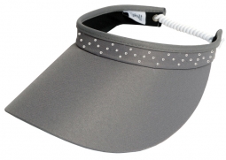 Glove It Ladies Bling Coil Back Golf Visors (w/ Twist Cord) - Grey Bling Coil