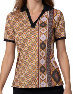 Sofibella Ladies Short Sleeve Print Golf Shirts - GOLF FASHION (Brocade)