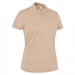 SALE Monterey Club Ladies V-Neck Fitted Short Sleeve Golf Shirts - Wood Ash
