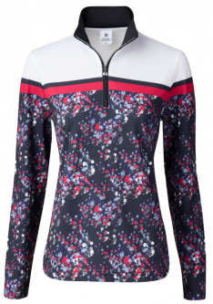 Daily Sports Ladies & Plus Size Elisabet Dot Sportif Long Sleeve Mock Golf Shirts - Navy