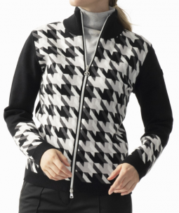 Daily Sports Ladies & Plus Size Simone Houndstooth Long Sleeve UNLINED Golf Cardigans - Black