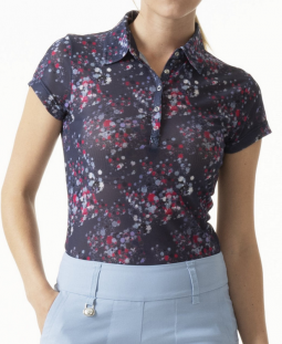 Daily Sports Ladies & Plus Size Elisabet Dot Sportif Short Sleeve Mesh Golf Polo Shirts - Navy
