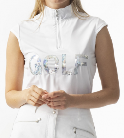 Daily Sports Ladies & Plus Size Netty Sleeveless Zip Golf Shirts - White