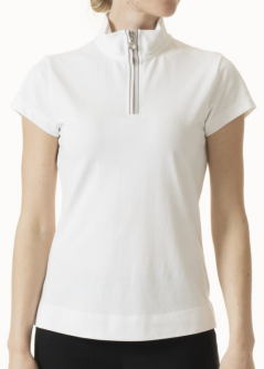 Daily Sports Ladies & Plus Size Kim Short Sleeve Zip Golf Shirts - White
