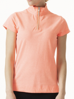 Daily Sports Ladies & Plus Size Kim Short Sleeve Zip Golf Shirts - Fusion Orange