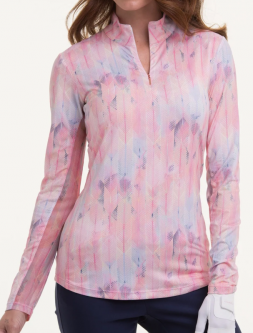 EP New York Ladies & Plus Size Long Sleeve Golf Sun Shirts - PICTURE PERFECT (Bermuda Pink Multi)