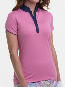EP New York Ladies & Plus Size Cap Sleeve Golf Shirts - PICTURE PERFECT (Bermuda Pink Multi)