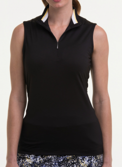 SALE EP New York (EPNY) Ladies S/L Convertible Collar Golf Shirts - AMAZING GREYS (Black)