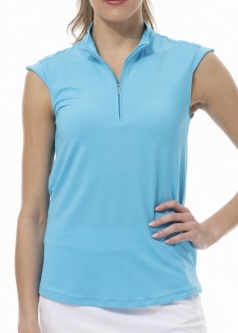 SanSoleil Ladies SolTek Sleeveless Solid Zip Mock Golf Shirts - Assorted Colors