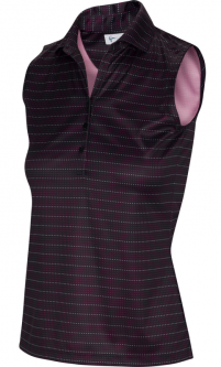 Greg Norman Ladies & Plus Size Dotted Stripe Sleeveless Golf Polo Shirts - ESSENTIALS (Assorted)