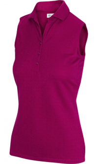 Greg Norman Ladies Spruce Sleeveless Golf Polo Shirts - THE EVERGLADES (Merlot)