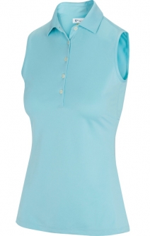 Greg Norman Ladies & Plus Size FREEDOM Sleeveless Golf Polo Shirts - THE RIVIERA (Oasis Blue)