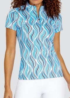 Tail Ladies Michelle Short Sleeve Print Golf Shirts - IRIS OASIS (Geo Twist)