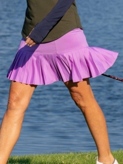 JoFit Ladies & Plus Size 16.5" Knife Pleat Pull On Golf Skorts - Purple Rain (Lilac)