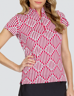 SPECIAL Tail Ladies Andie Short Sleeve Print Golf Shirts - GARDEN ESCAPE (Illusion Geo)