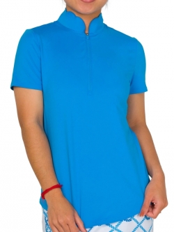 JoFit Ladies & Plus Size Short Sleeve Scallop Golf Polo Shirts - Rum Punch (Marina Blue)