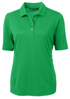SALE Cutter & Buck Ladies and Plus Size Virtue Elbow Sleeve Golf Polo Shirts - Kelly Green