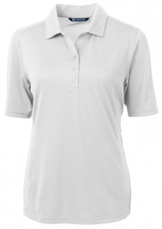 SALE Cutter & Buck Ladies Virtue Elbow Sleeve Eco Pique Recycled Golf Polo Shirts - White