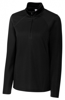 SALE Cutter & Buck (Clique) Ladies Ice Pique Tech Long Sleeve Half Zip Golf Pullovers - Black