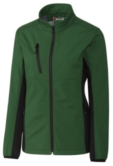 SALE Cutter & Buck (Clique) Ladies Narvik Softshell Full Zip Golf Jackets - Bottle Green/Black