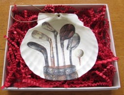 Golf Themed Hand Crafted Oyster Shells Gifts - Golf Clubs