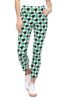 Swing Control Ladies 28" Pull On Print Golf Ankle Pants - Green Hopscotch