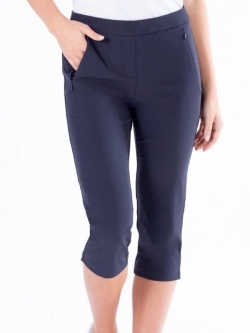 SPECIAL Nivo Ladies & Plus Size Ninette Pull On Capri Golf Pants - Navy Blue