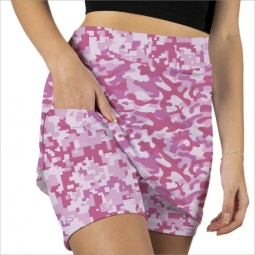 Skort Obsession Ladies & Plus Size Camo Pink Pull On Print Golf Skorts - Pink Camouflage