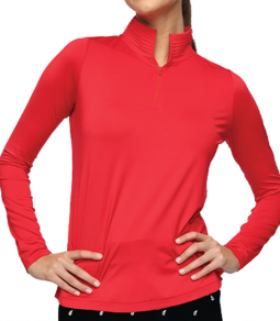 Belyn Key Ladies BK Long Sleeve Mock Golf Shirts - FRENCH CONNECTION (Scarlet)