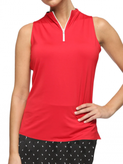 Belyn Key Ladies Reversible Sleeveless Golf Shirts - FRENCH CONNECTION (Scarlet)