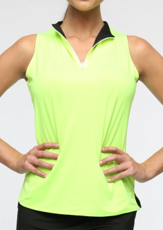 Belyn Key Ladies Reversible Sleeveless Golf Shirts - SUNSET BOULEVARD (Tennis Ball Yellow)