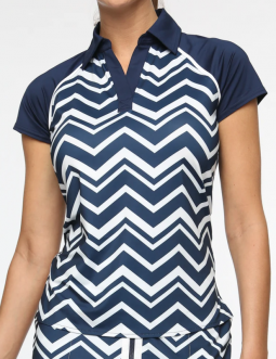 Belyn Key Ladies Action Cap Sleeve Print Golf Polo Shirts - ENDLESS SUMMER (Zig Zag Print)
