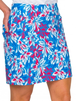 JoFit Ladies & Plus Size 17" Mina Printed Pull On Golf Skorts - Rum Punch (Marina Floral Print)