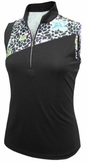 Monterey Club Ladies & Plus Size Vivid Flower Leopard Print S/L Golf Shirts - Assorted Colors