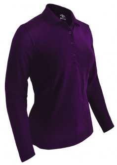 SALE Monterey Club Ladies Medium Weight Pique L/S Solid Golf Polo Shirts - Mulberry & Tropical Pink
