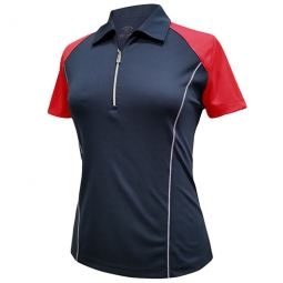 Monterey Club Ladies Short Sleeve Zip Up Golf Polo Shirts - Assorted Colors
