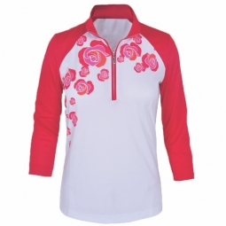 Monterey Club Ladies Swing Wild Roses 3/4 Sleeve Golf Shirts - Assorted Colors