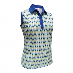 SALE Monterey Club Ladies & Plus Size Zig Zag Print Sleeveless Golf Shirts - Assorted Colors